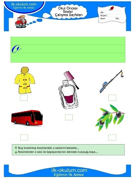 Çocuklar İçin O Sesi Çalışma Sayfaları 